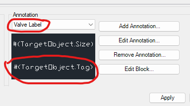 Annotation for valve